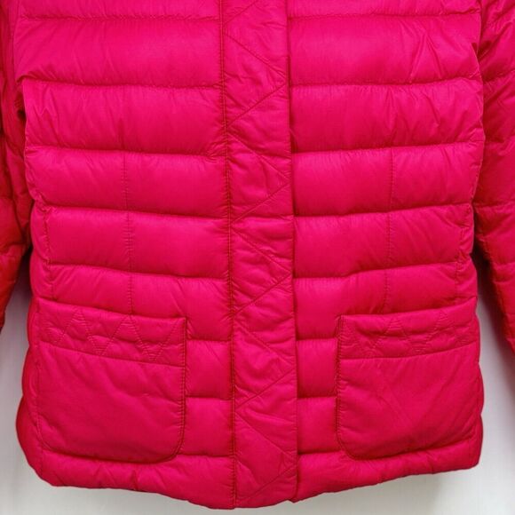 Lands' End Down Puffer Jacket Sz XS 2-4 Hot Pink Packable Cropped Pockets - Picture 8 of 12